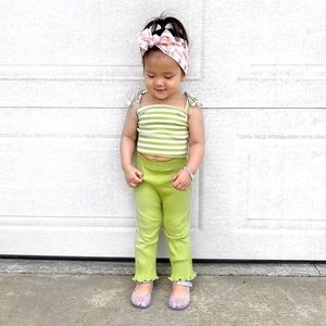 Baby girl 2pc striped matching top and bell bottoms